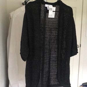 NWT Magaschoni Black Open Front Three-quarter sleeve knit sweater long